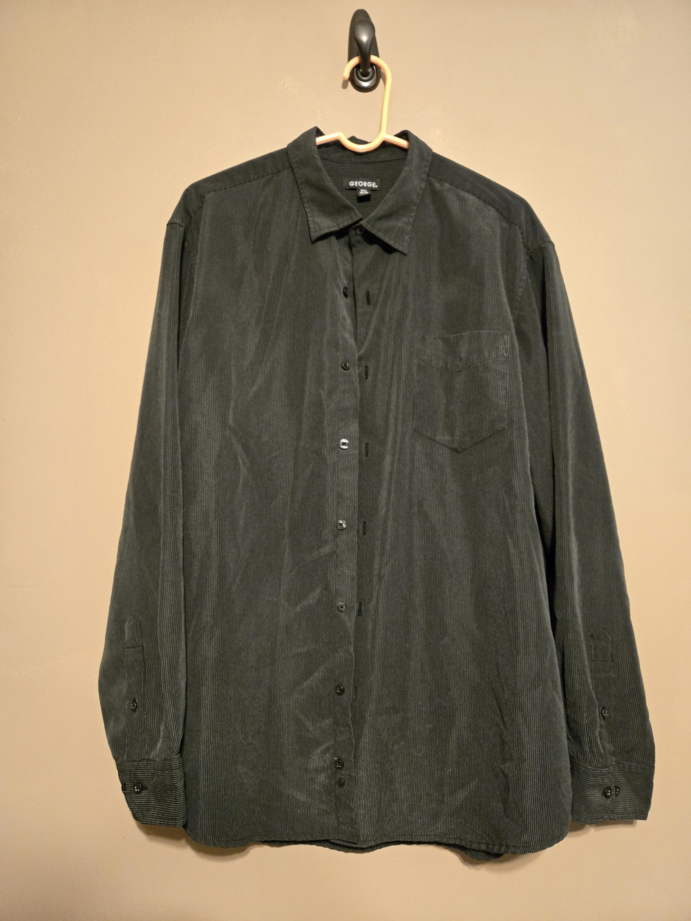 George Black Pinstripe Long Sleeve Button Up XL
